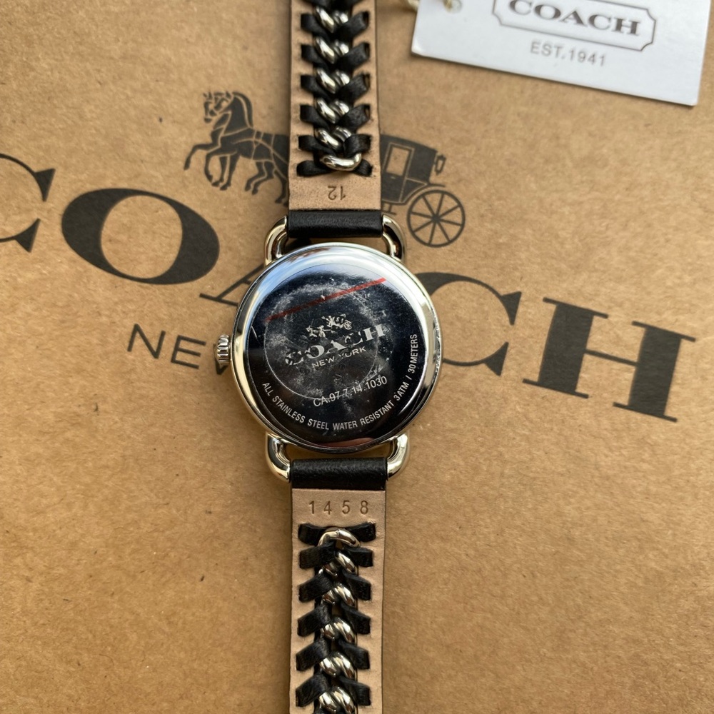 Coach Women's Black Leather Strap Watch - Picture 6 of 6